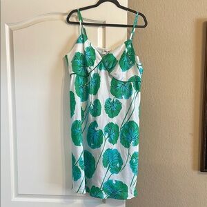 Green Leaf Print Women's Dress